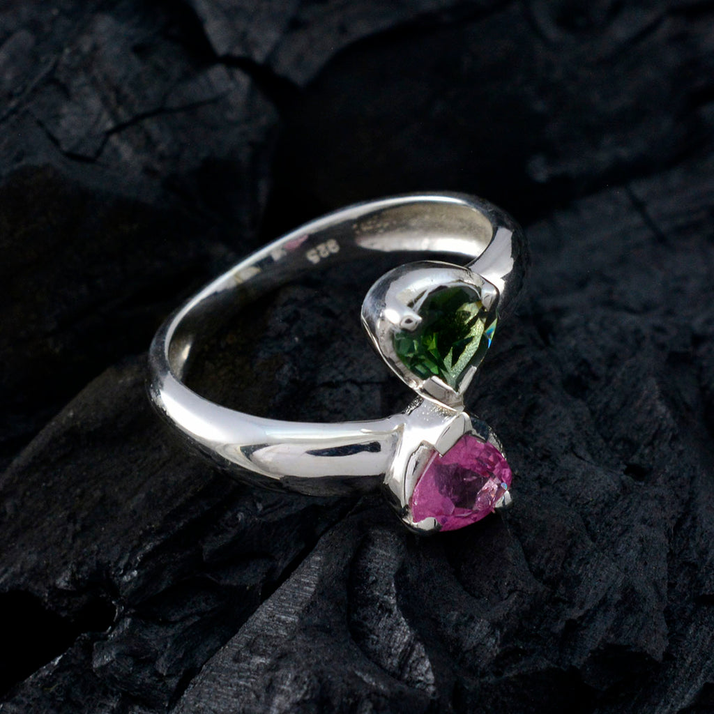 Tourmaline Toi et Moi Moroccan 92.5 Silver multicolor Gemstones Tiny Luxurious Ring Jewellery