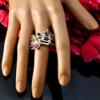 Tourmaline multiple French Sterling Silver multicolor Gemstones Eye catching Abstract Ring Jewelry