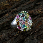 Tourmaline multiple French Silver multicolor Gemstone Statement Artisan Ring Jewelry