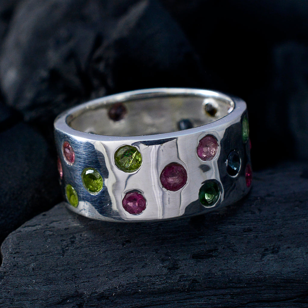 Tourmaline multiple Egyptian Sterling Silver multicolor Gemstone Versatile Eternity Band Jewelry