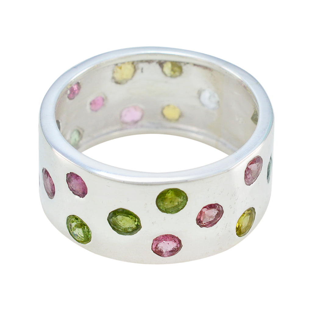 Tourmaline multiple Egyptian Sterling Silver multicolor Gemstone Versatile Eternity Band Jewelry