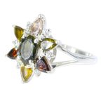 Tourmaline Hepta Indian 925 Sterling Silver multicolor Gems Featherlight Floral Ring Jewellery