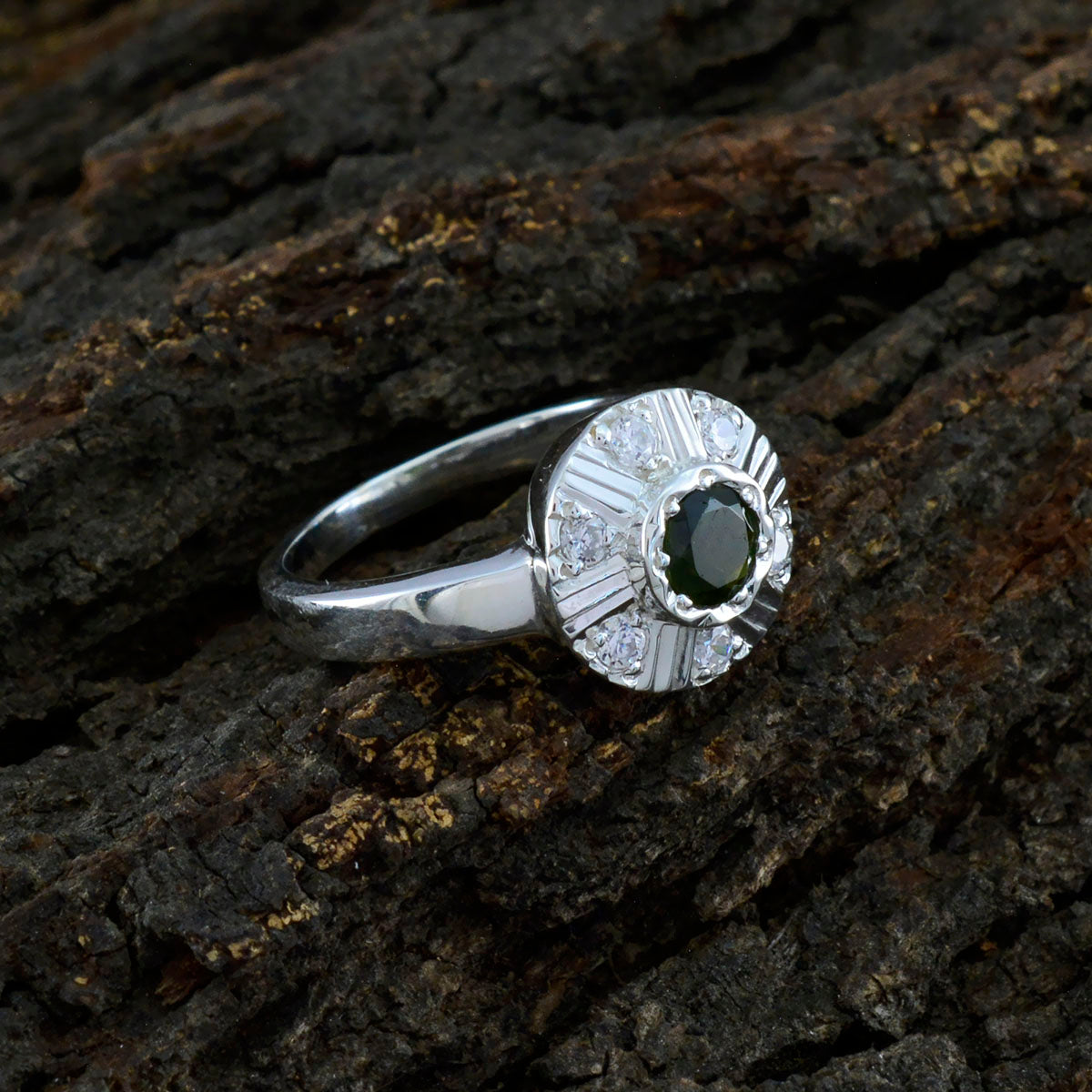 Tourmaline Halo Indian Sterling Silver multicolor Gemstone Featherlight Glamorous Ring Jewellery