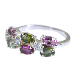 Tourmaline Hexa Japanese 925 Silver multicolor Gemstones Dainty Modern Ring Jewellery