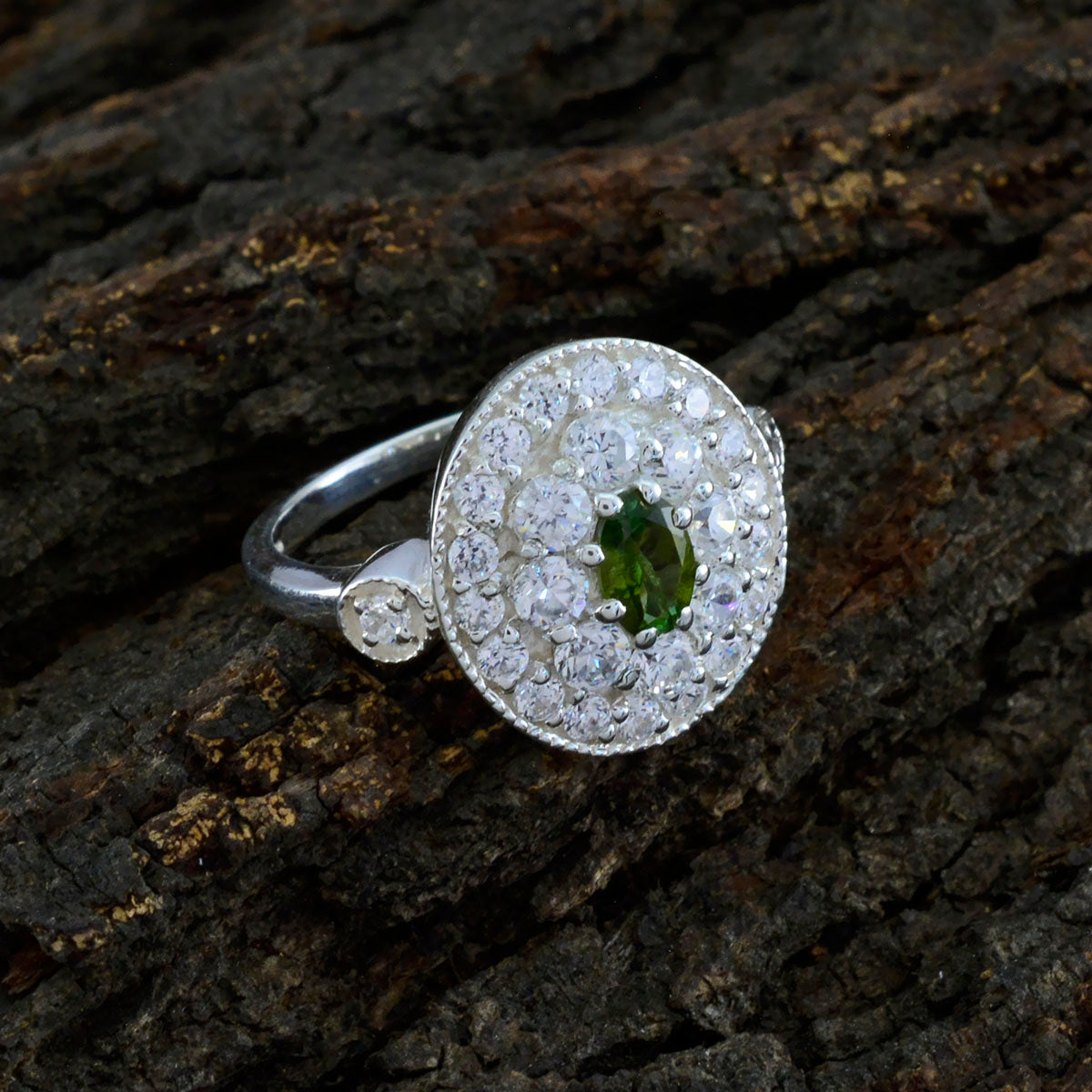 Tourmaline Halo Egyptian Silver multicolor Gemstones Classic Modern Ring Jewellery