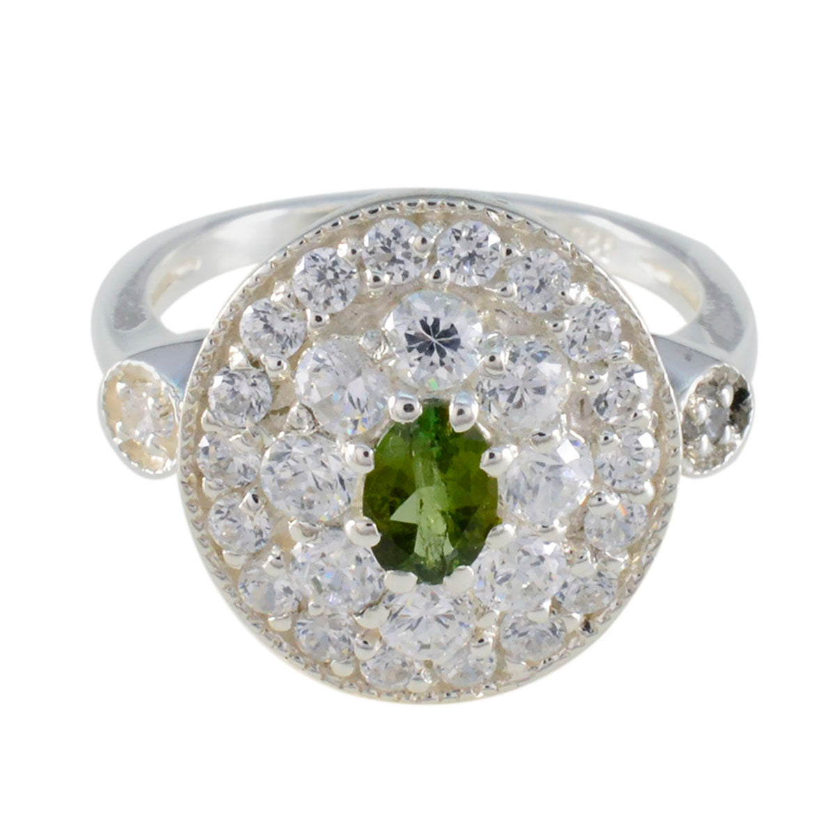 Tourmaline Halo Egyptian Silver multicolor Gemstones Classic Modern Ring Jewellery