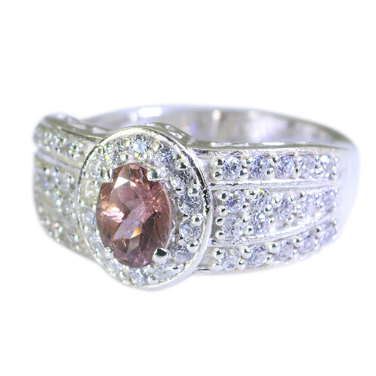 Tourmaline Halo Moroccan 925 Silver multicolor Gemstone Eye catching Contemporary Ring Jewelry Image principale du produit
