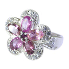 Tourmaline Penta African 92.5 Silver multicolor Gemstone Classic Floral Ring Jewelry
