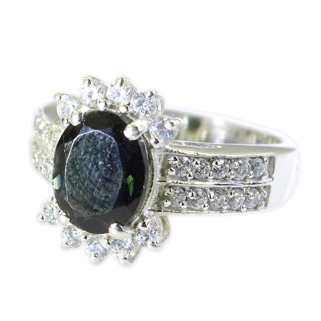Tourmaline Halo Egyptian Sterling Silver multicolor Gems Classic Abstract Ring Jewellery