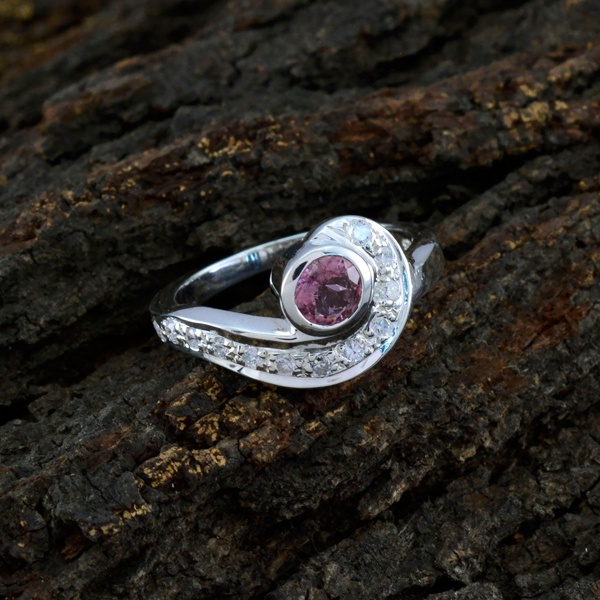 Tourmaline Halo French Sterling Silver multicolor Gemstones Slim Boho Ring Jewelry