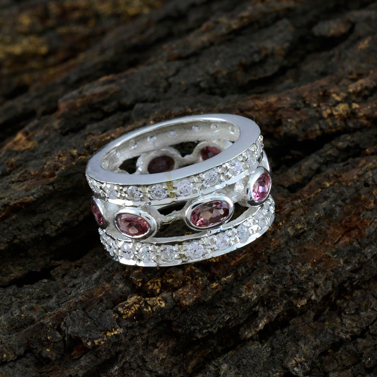 Turmalin mehrere marokkanische 92,5 Silber mehrfarbige Edelsteine Essential Eternity Band Schmuck