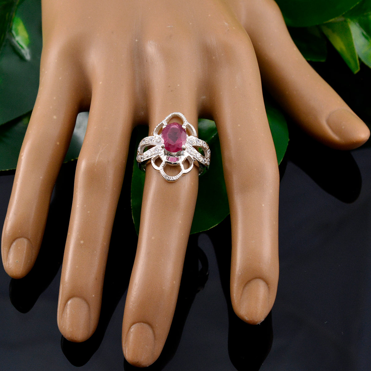 Tourmaline Halo African 925 Sterling Silver multicolor Gems Mid weight Boho Ring Jewelry