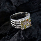 Tourmaline multiple French 925 Sterling Silver multicolor Gemstones Versatile Trendy Ring Jewellery