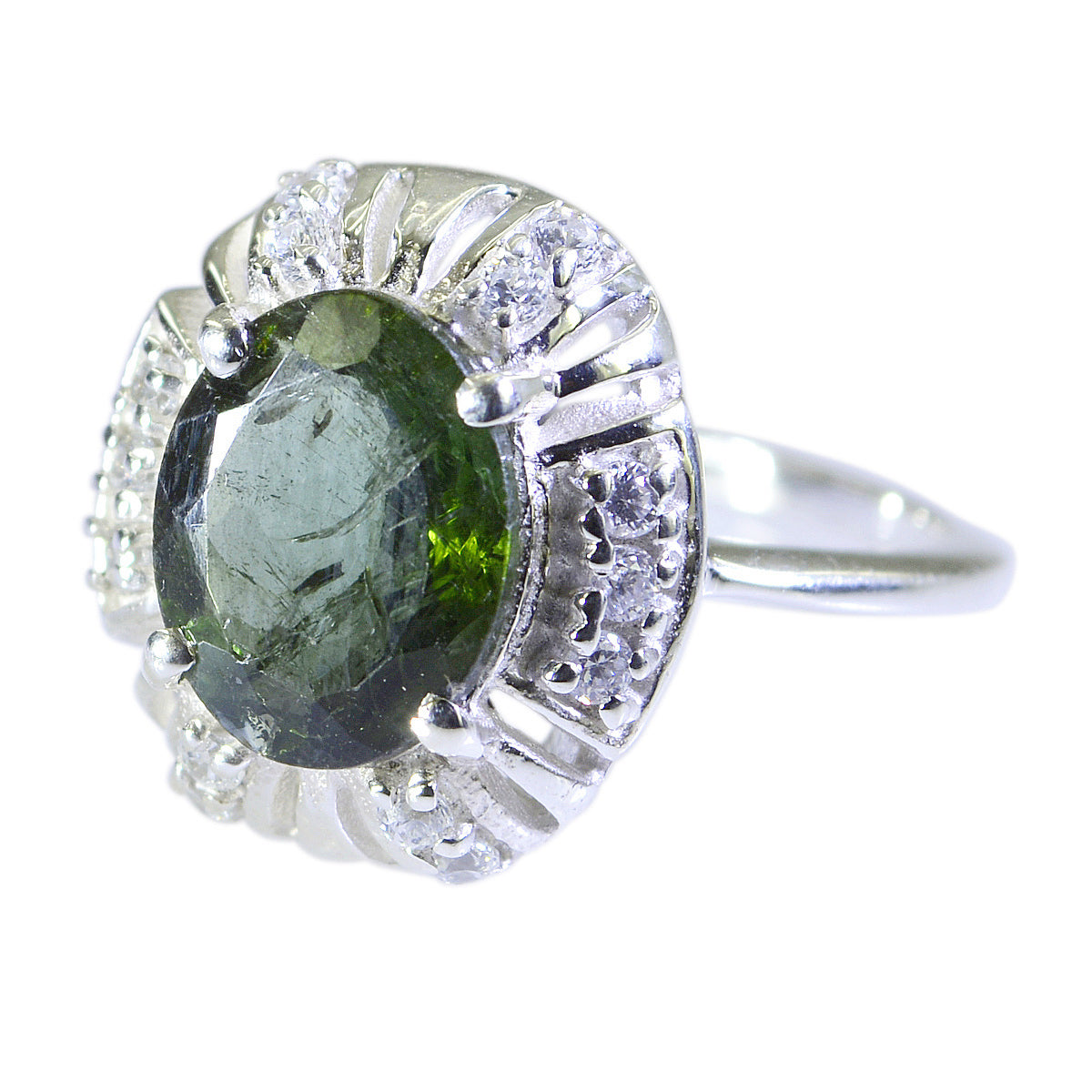 Tourmaline Halo African 925 Sterling Silver multicolor Gemstone Featherlight Graceful Ring Jewellery