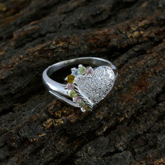 Tourmaline multiple Russian 925 Sterling Silver multicolor Gemstone Tiny Feminine Ring Jewelry