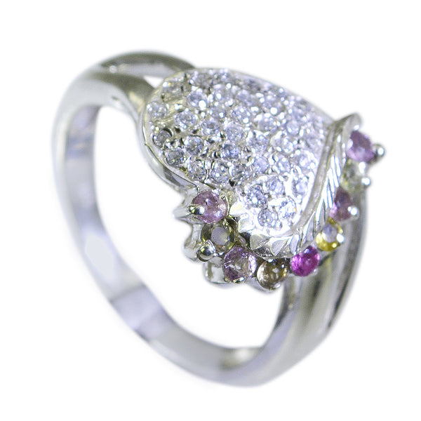 Tourmaline multiple Russian 925 Sterling Silver multicolor Gemstone Tiny Feminine Ring Jewelry