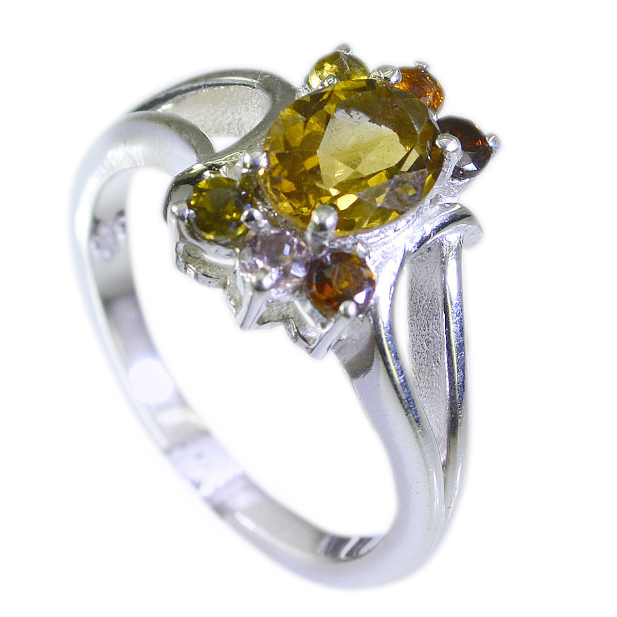 Tourmaline Halo Egyptian Silver multicolor Gemstone Classic Abstract Ring Jewellery Secondary image