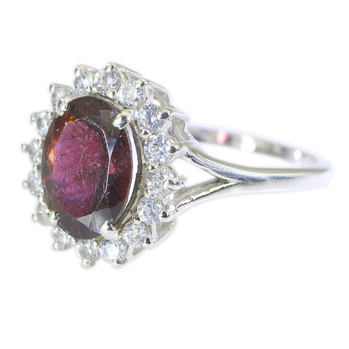 Tourmaline Halo African Silver multicolor Gems Classic Artisan Ring Jewelry Secondary image