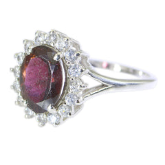 Tourmaline Halo African Silver multicolor Gems Classic Artisan Ring Jewelry