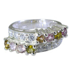 Tourmaline Halo Egyptian 925 Sterling Silver multicolor Gemstones Classic Trendy Ring Jewellery
