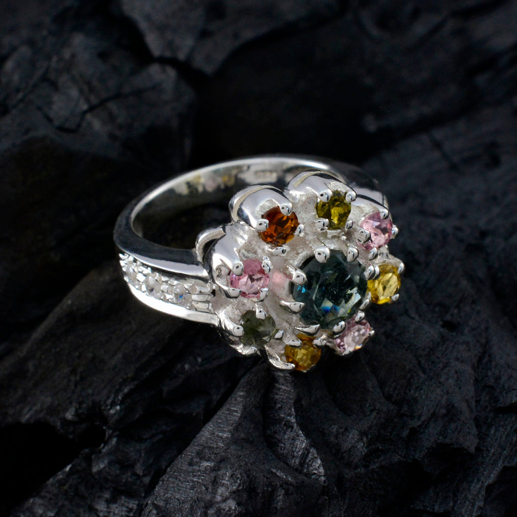 Tourmaline multiple Egyptian Silver multicolor Gems Versatile Abstract Ring Jewelry