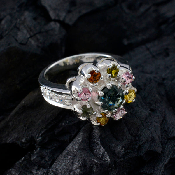 Tourmaline multiple Egyptian Silver multicolor Gems Versatile Abstract Ring Jewelry