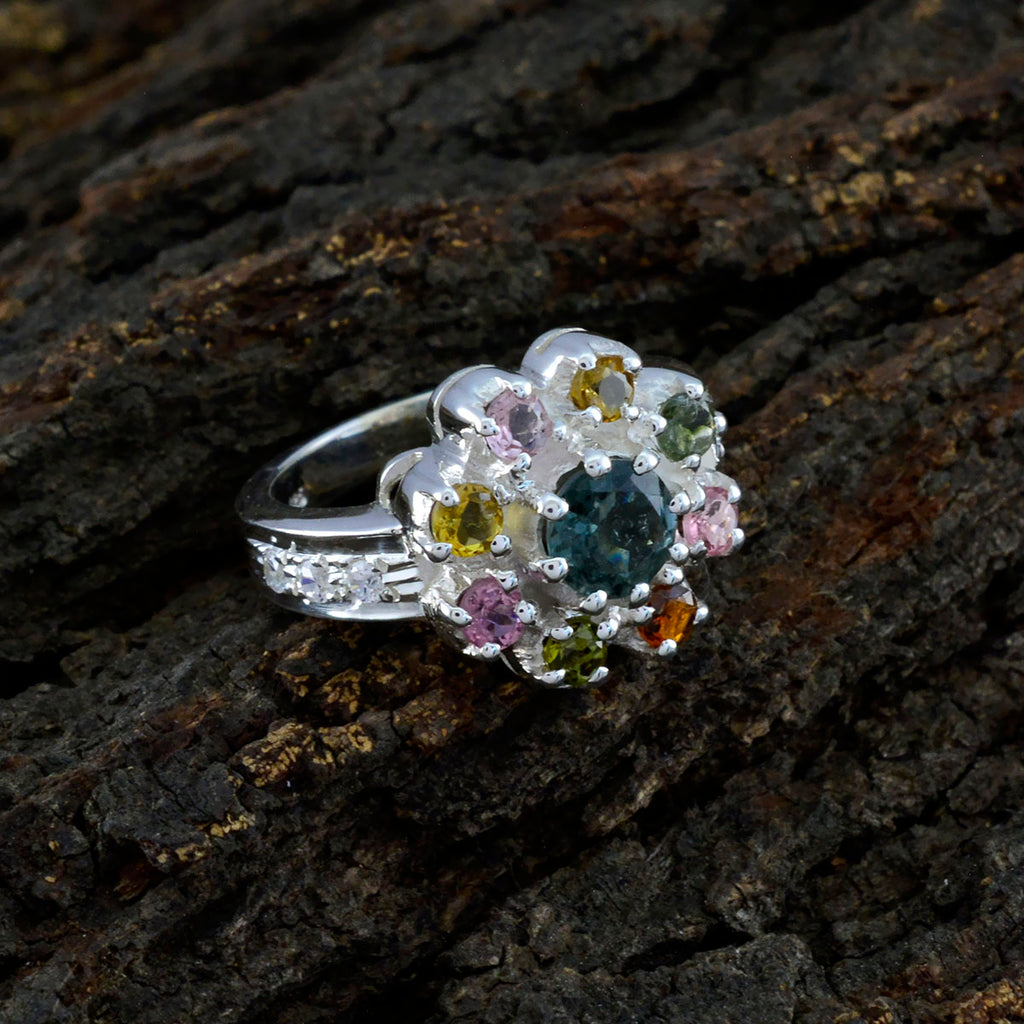 Tourmaline multiple Egyptian Silver multicolor Gems Versatile Abstract Ring Jewelry