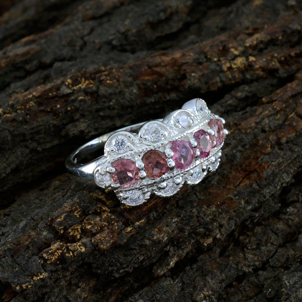 Tourmaline multiple German Sterling Silver multicolor Gemstones Tiny Glamorous Ring Jewellery