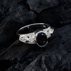 Tourmaline Solitaire African Sterling Silver multicolor Gems Minimal Love Ring Jewelry