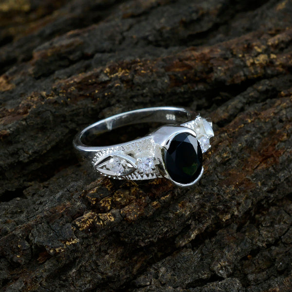 Tourmaline Solitaire African Sterling Silver multicolor Gems Minimal Love Ring Jewelry