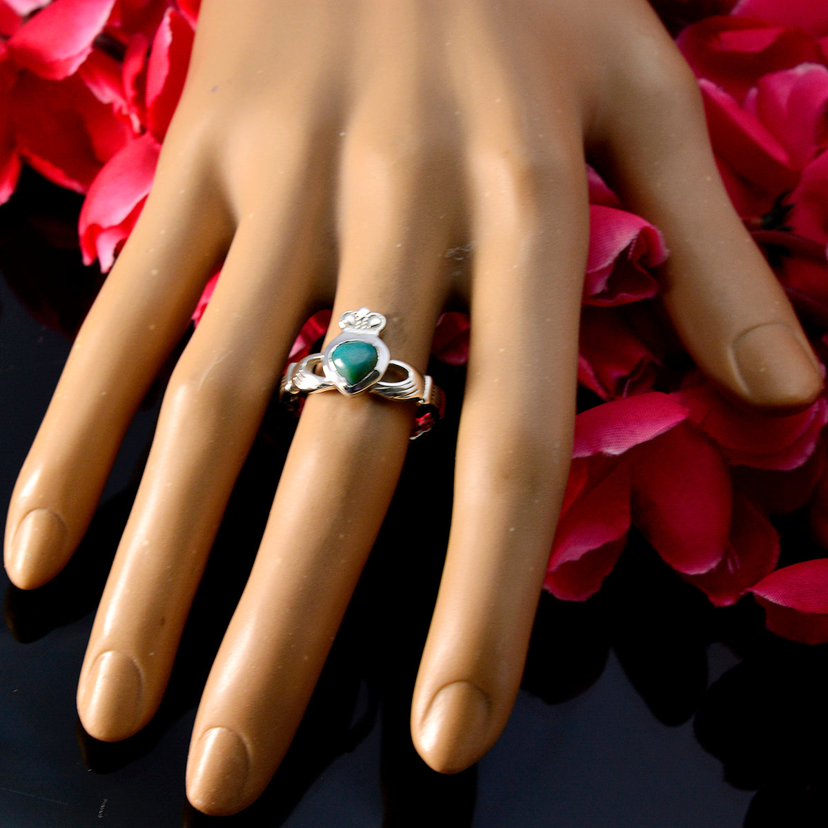 Turquoise Solitaire Indian 925 Sterling Silver Blue Gemstone Tiny Feminine Ring Jewelry