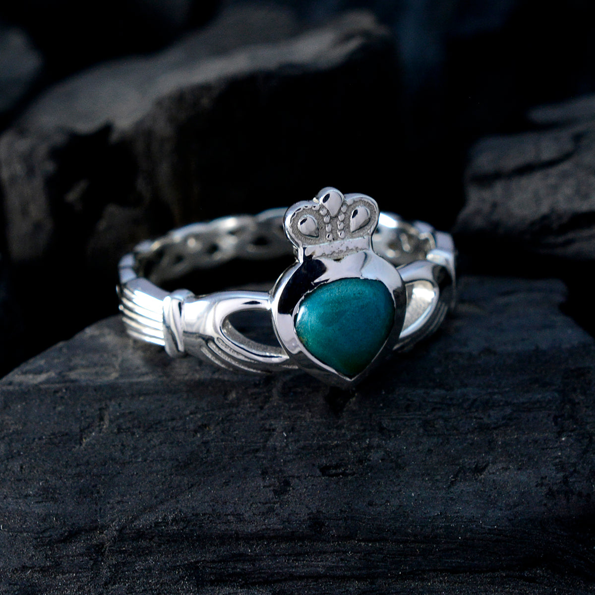Turquoise Solitaire Indian 925 Sterling Silver Blue Gemstone Tiny Feminine Ring Jewelry
