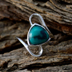 Turquoise Solitaire Russian 92.5 Silver Blue Gemstone Slim Geometric Ring Jewellery