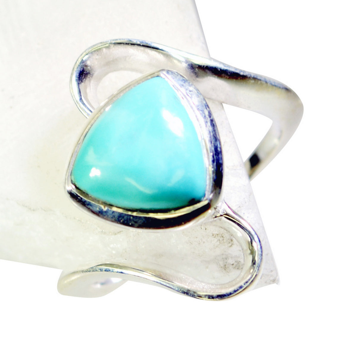 Turquoise Solitaire Russian 92.5 Silver Blue Gemstone Slim Geometric Ring Jewellery