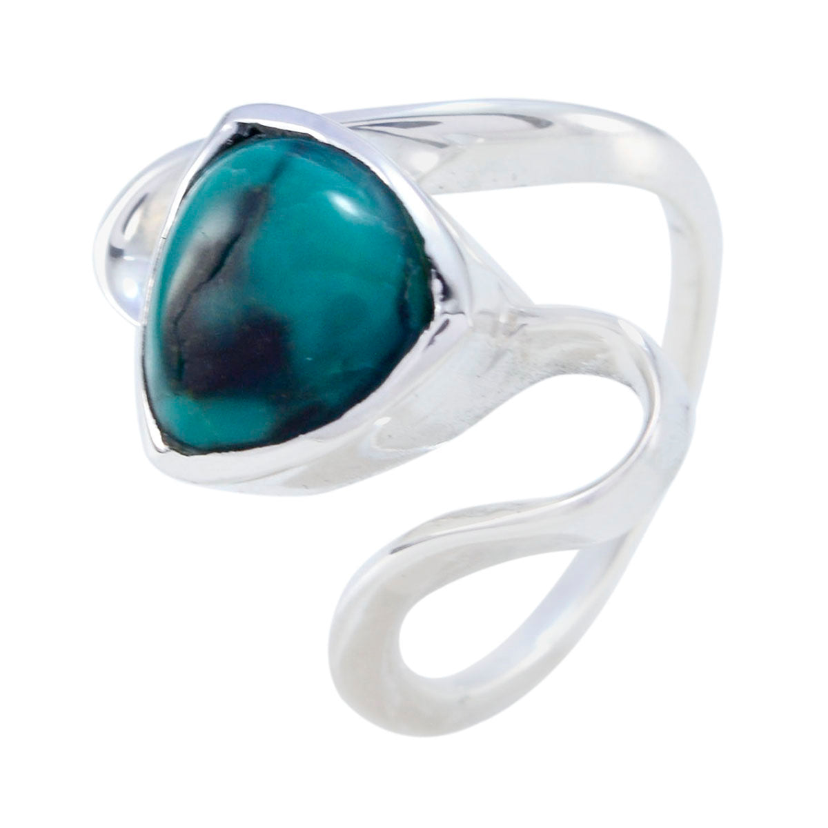 Turquoise Solitaire Russian 92.5 Silver Blue Gemstone Slim Geometric Ring Jewellery
