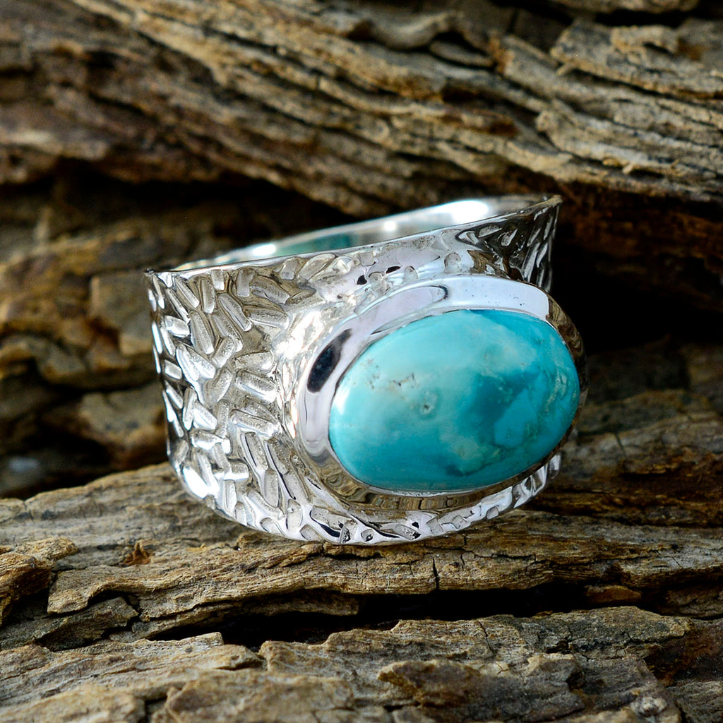 Turquoise Solitaire African Sterling Silver Blue Gemstone Essential  engravings Ring Jewelry