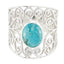 Turquoise Solitaire Australian 925 Sterling Silver Blue Gemstones Mid weight Filigree Ring Jewelry