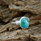 Turquoise Solitaire Moroccan 925 Silver Blue Gems Minimal Boho Ring Jewelry