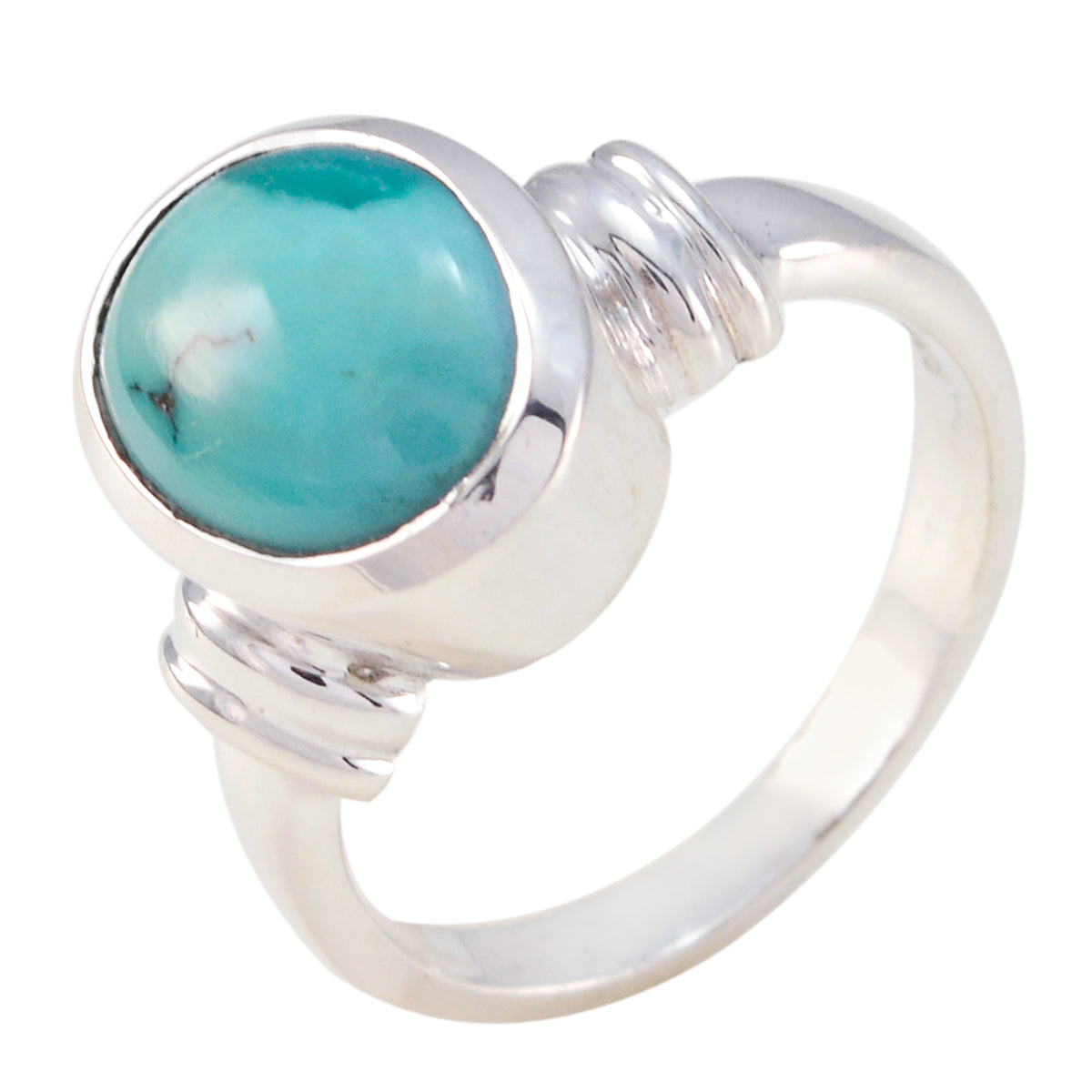 Turquoise Solitaire Moroccan 925 Silver Blue Gems Minimal Boho Ring Jewelry