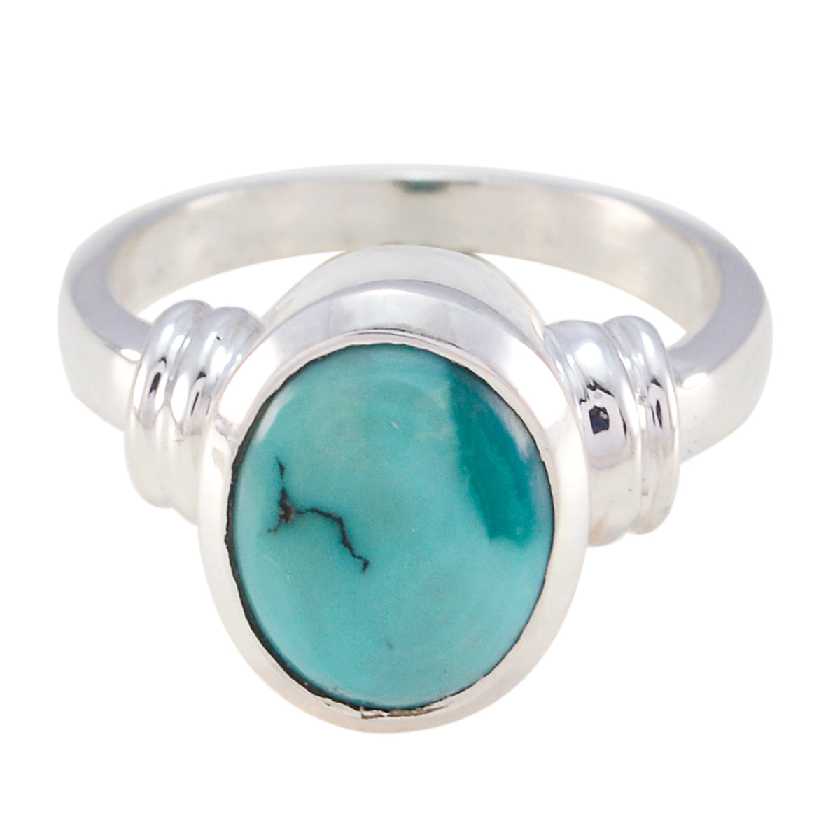 Turquoise Solitaire Moroccan 925 Silver Blue Gems Minimal Boho Ring Jewelry
