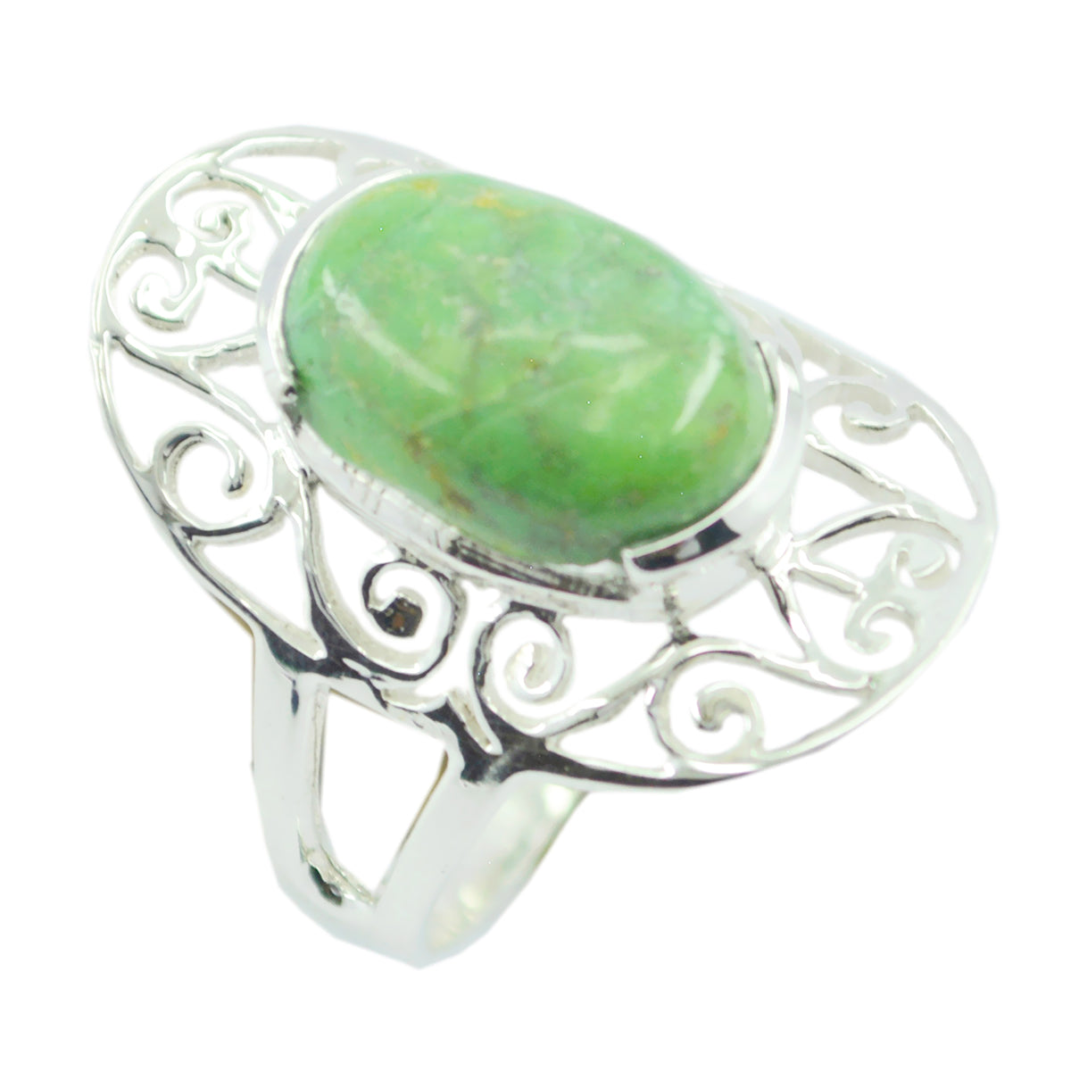 Türkis Solitär Ägyptisches Silber Blaue Edelsteine Klassischer Art Deco Ring Schmuck Hauptbild