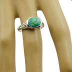 Turquoise Solitaire Moroccan Sterling Silver Blue Gems Minimal Art Deco Ring Jewelry
