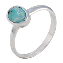 Turquoise Solitaire Korean Silver Blue Gemstones Delicate Glamorous Ring Jewellery