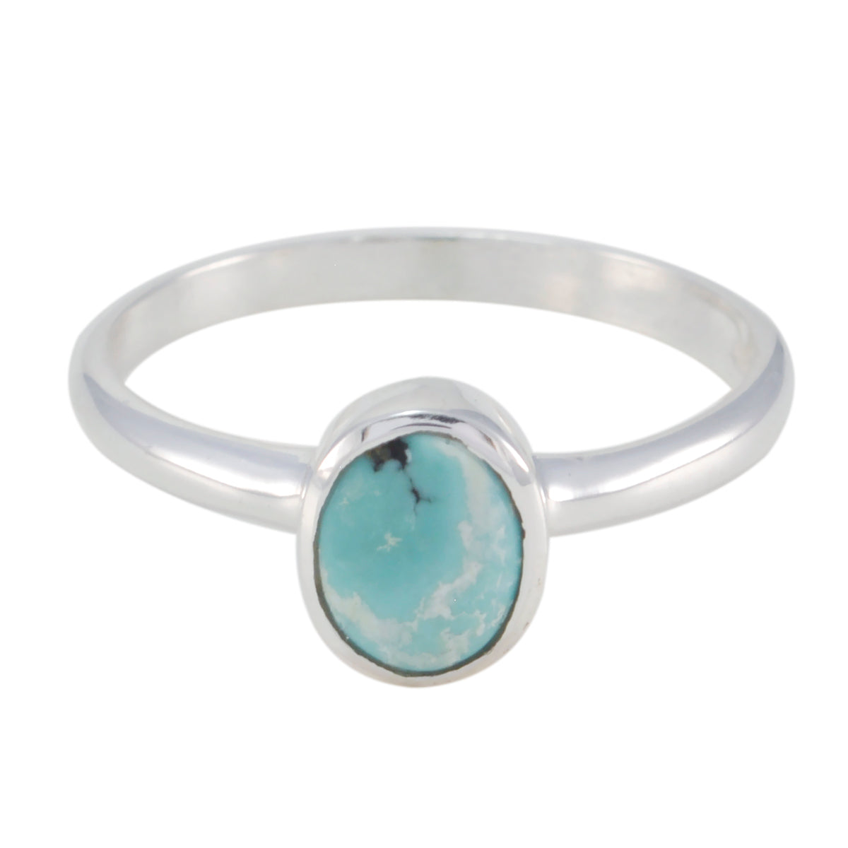 Turquoise Solitaire Korean Silver Blue Gemstones Delicate Glamorous Ring Jewellery