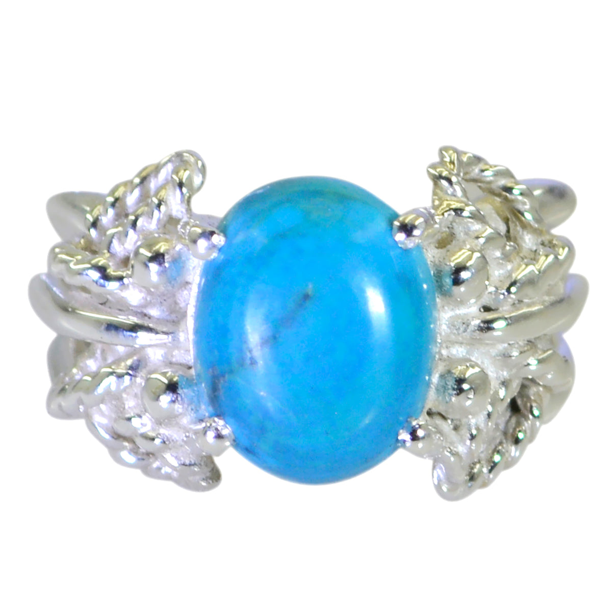 Turquoise Solitaire Australian Sterling Silver Blue Gemstones Essential  Rope Wire Ring Jewellery メイン画像