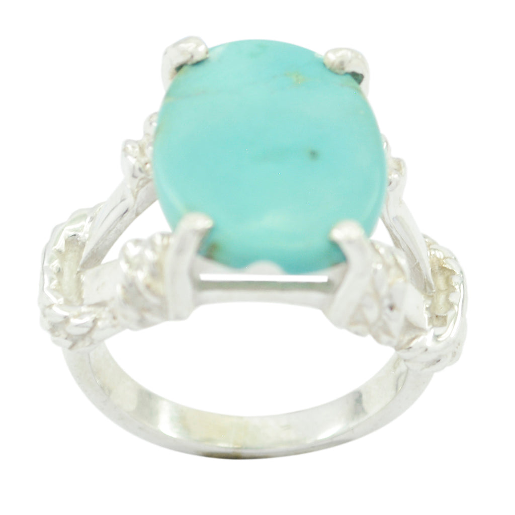 Turquoise Solitaire Australian 92.5 Silver Blue Gemstones Eye catching Rope Wire Ring Jewellery