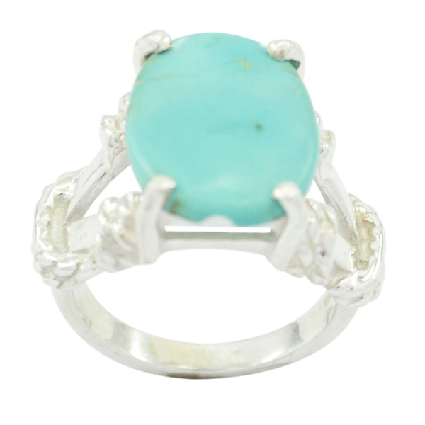 Turquoise Solitaire Australian 92.5 Silver Blue Gemstones Eye catching Rope Wire Ring Jewellery