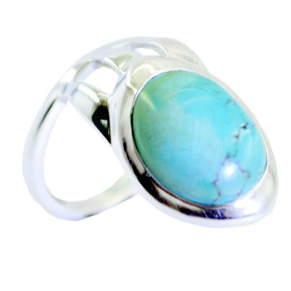 Turquoise Solitaire Italian 925 Sterling Silver Blue Gemstones Edgy Signet Ring Jewelry