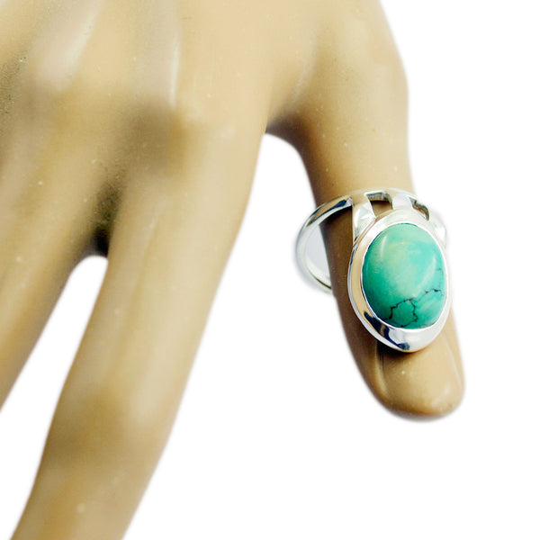 Turquoise Solitaire Italian 925 Sterling Silver Blue Gemstones Edgy Signet Ring Jewelry