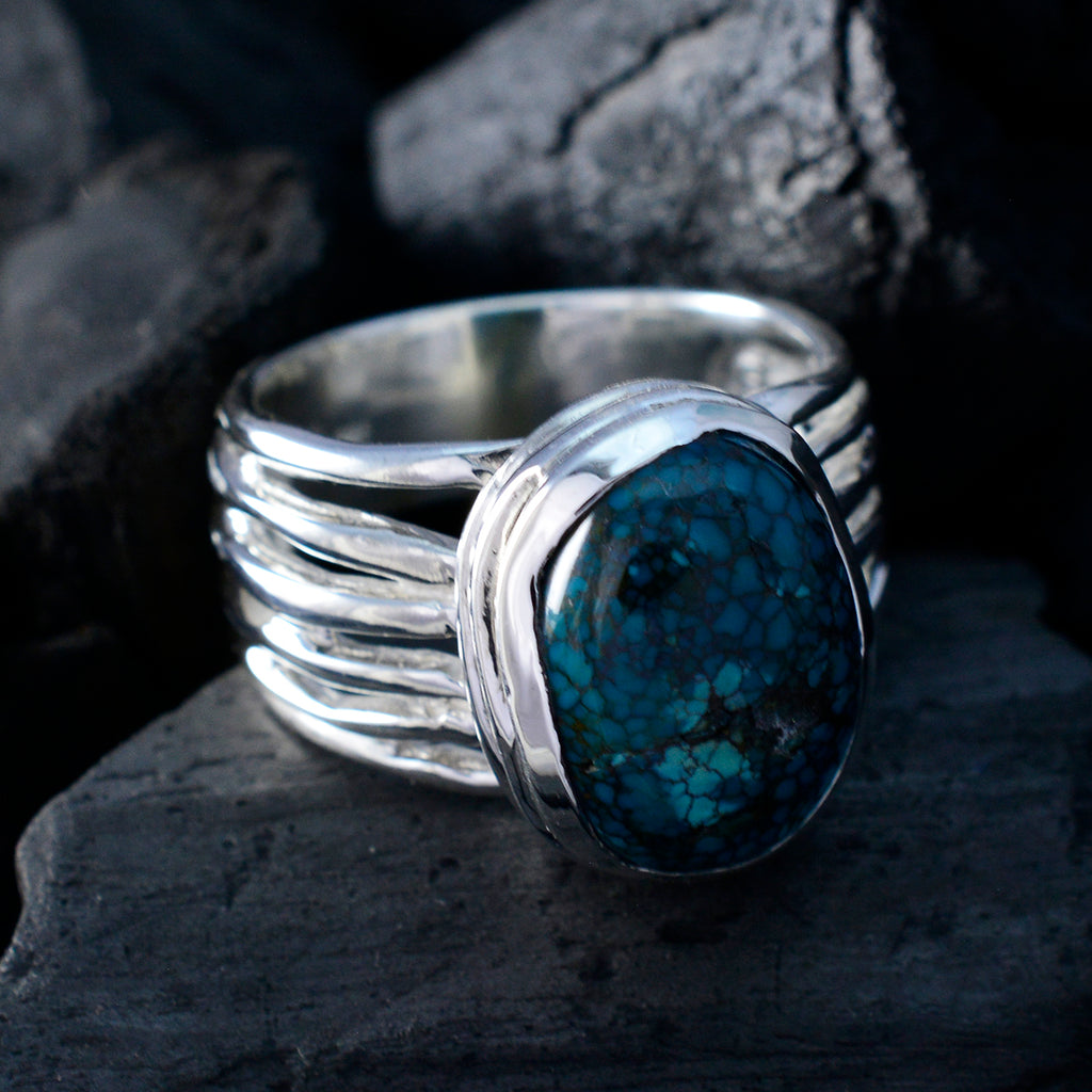 Turquoise Solitaire Spanish 92.5 Silver Blue Gems Statement Armor Ring Jewelry